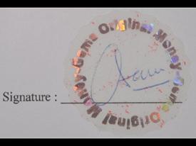 Etiquette d'authentification de signatures Etiquette d'authentification de signatures