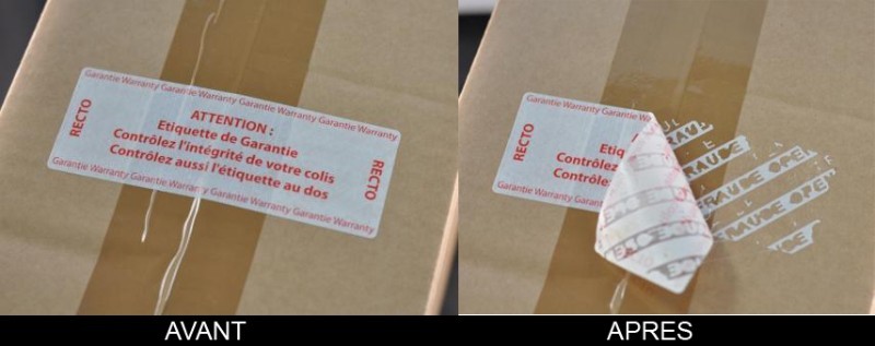 Étiquette Techno-Logic® (VOID ou tamper evident) de garantie pour colis ou  cartons